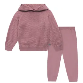 2-Piece Infant & Toddler Girls Rose Sweater Knit Hoodie Set