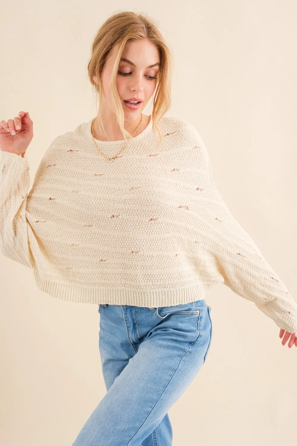 Aileen - Dolman Sleeves Sweater - Natural - Exclusively Online