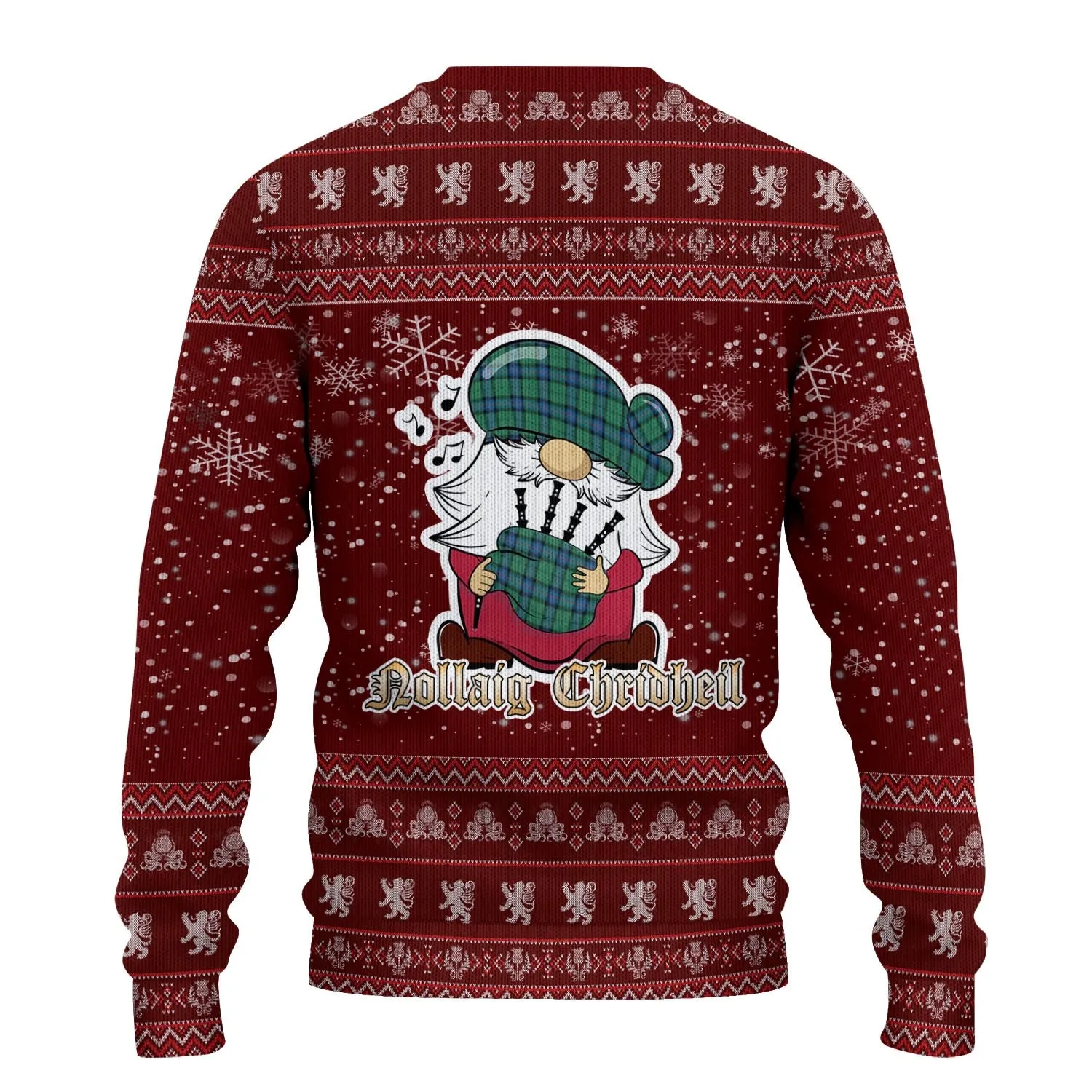 Armstrong Ancient Clan Christmas Family Ugly Sweater with Funny Gnome Playing Bagpipes