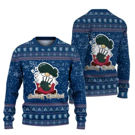 Austin Clan Christmas Family Ugly Sweater with Funny Gnome Playing Bagpipes