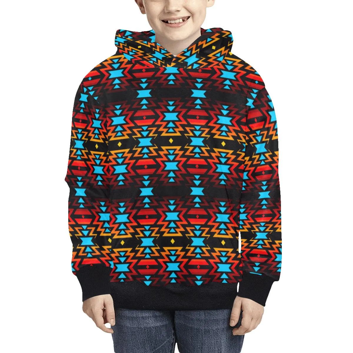 Black Fire and Sky Kids' Hoodie