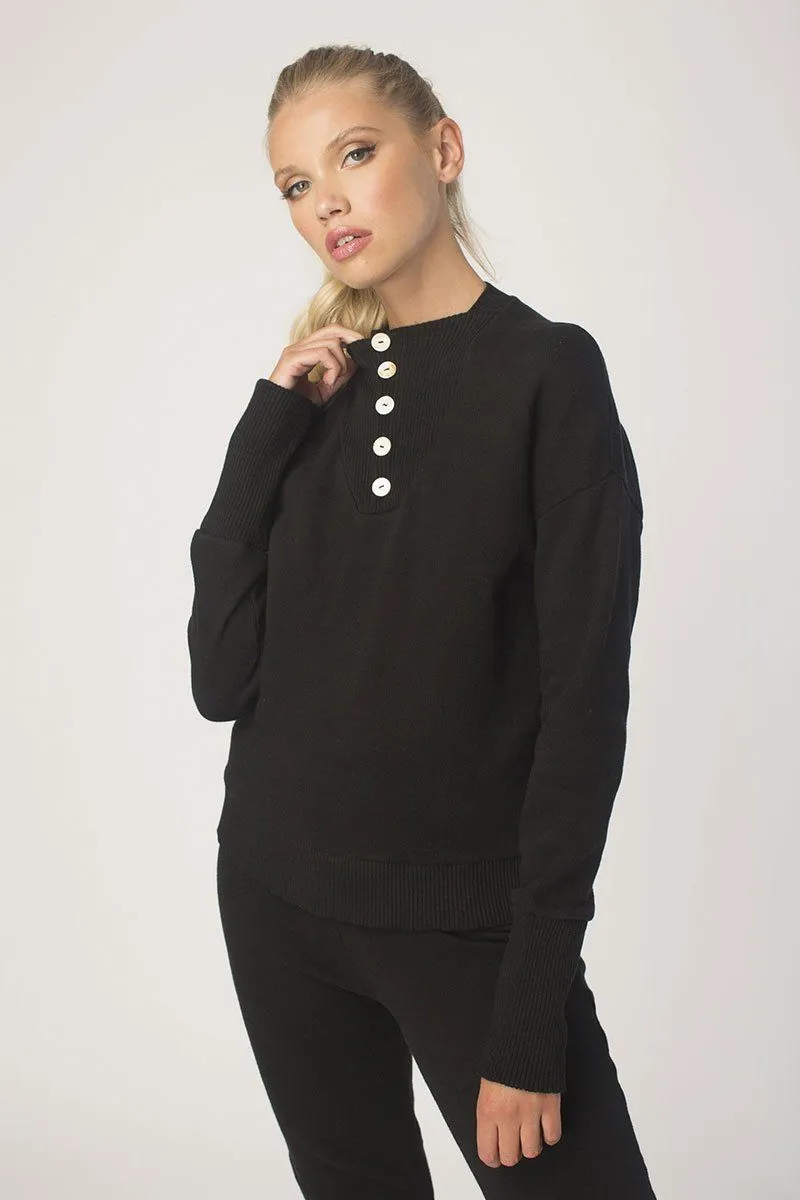 Black Henley Pullover