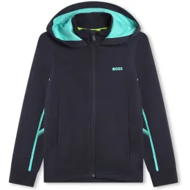 Boys Navy & Turquoise Zip Up Hoodie