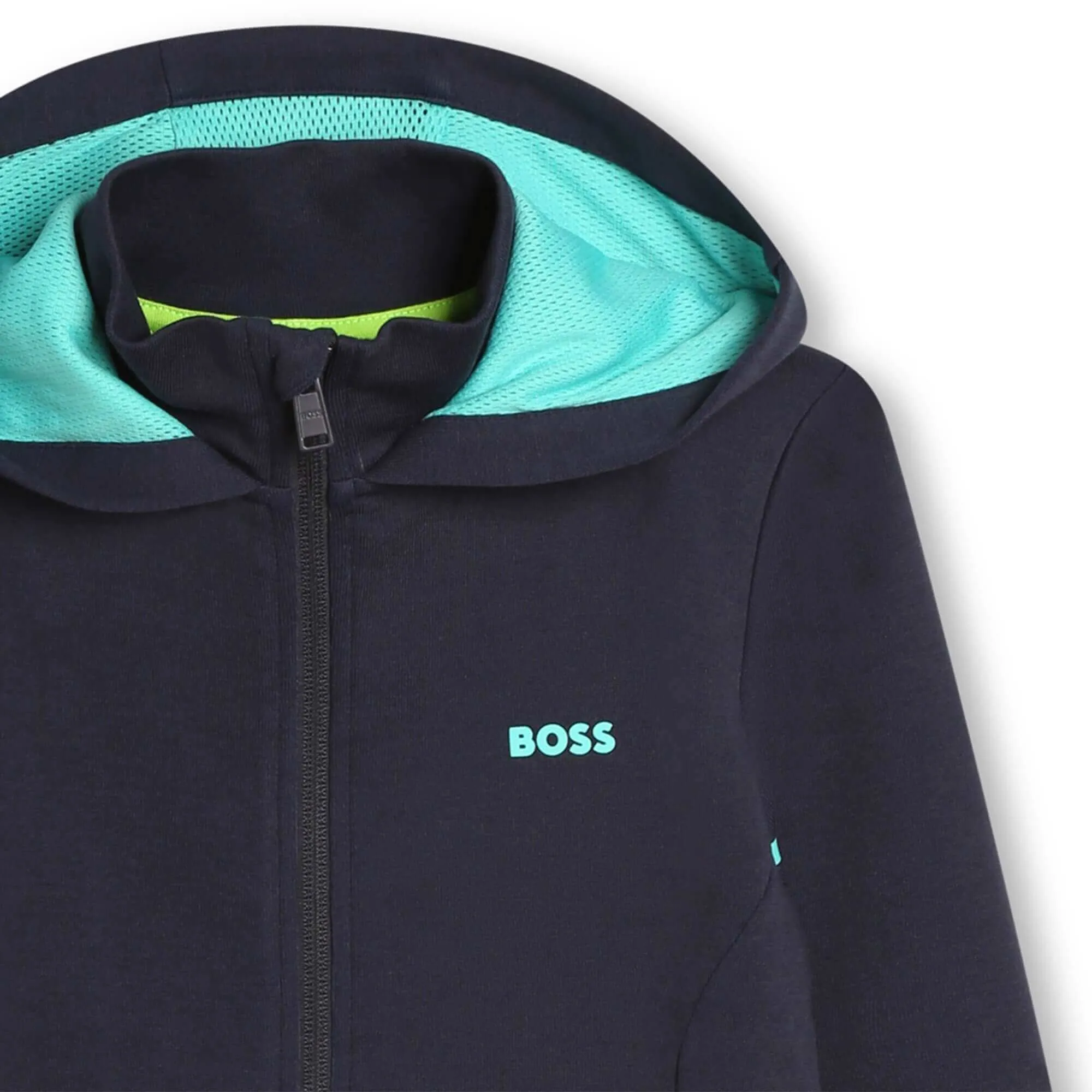 Boys Navy & Turquoise Zip Up Hoodie