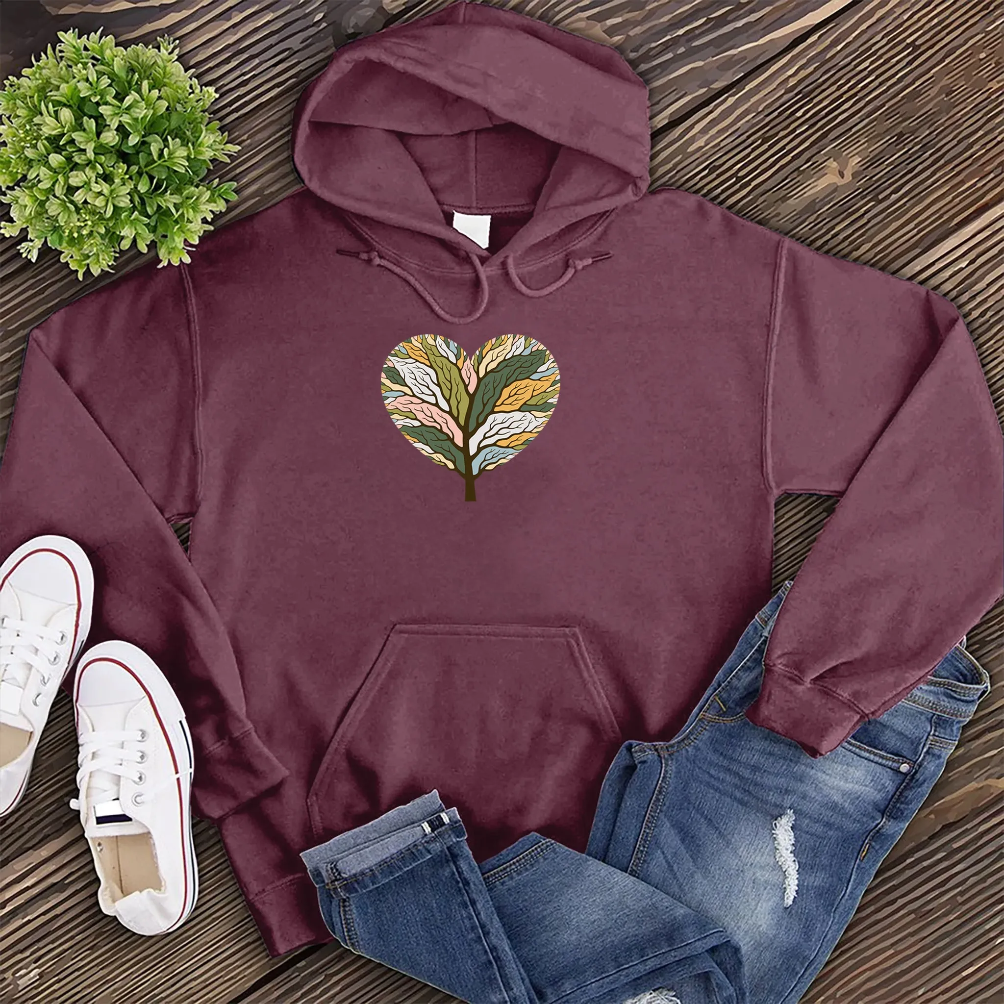 Colorful Tree of Life Heart Hoodie