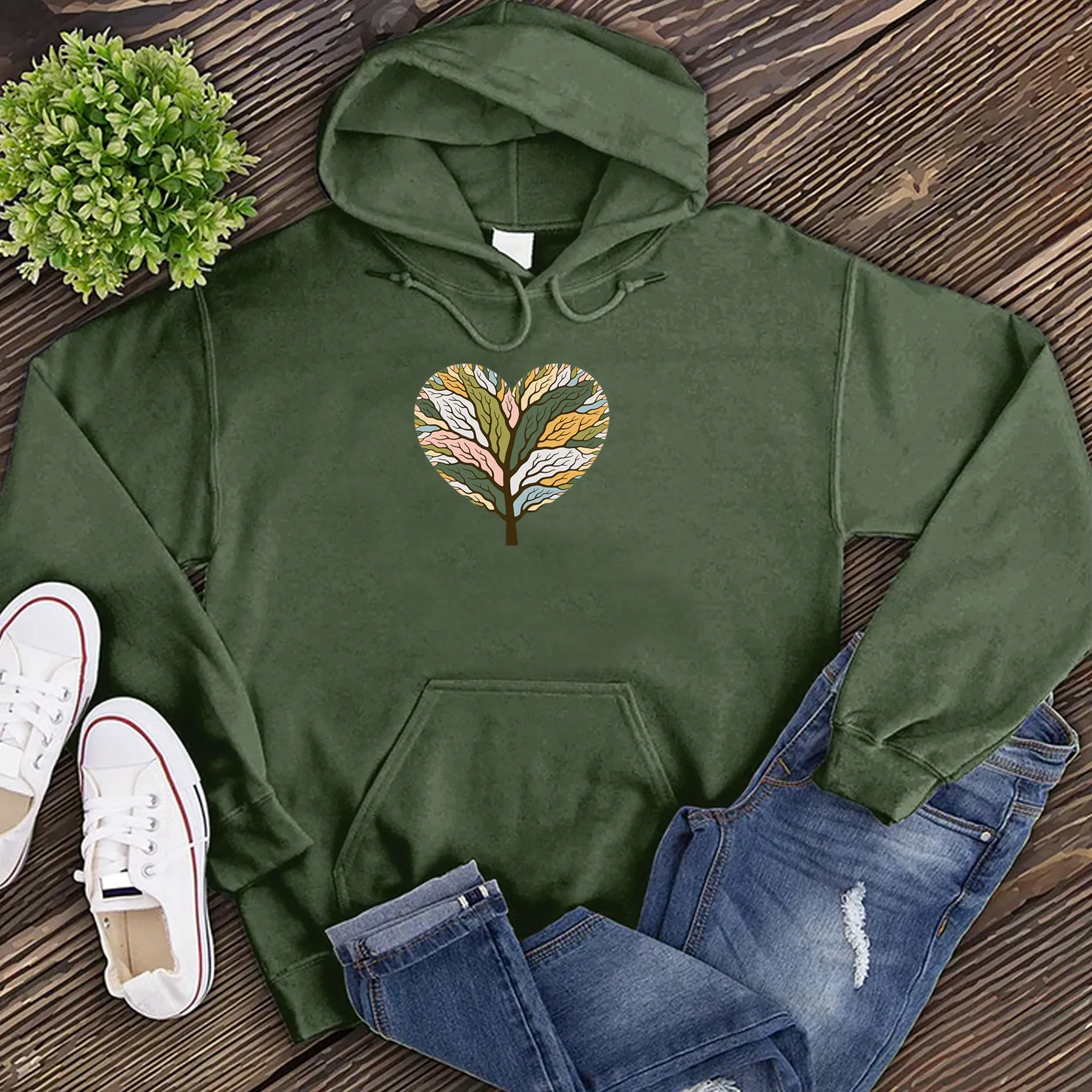 Colorful Tree of Life Heart Hoodie