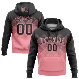 Custom Stitched Black Medium Pink 3D Pattern Design Gradient Square Shape Sports Pullover Sweatshirt Hoodie