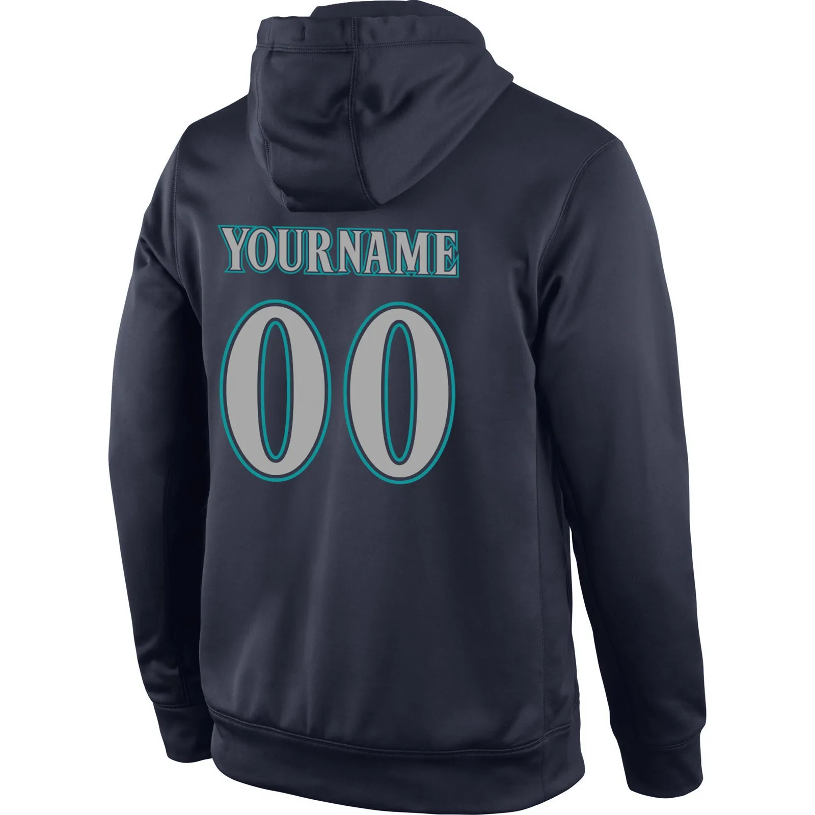 Custom Stitched Navy Gray-Aqua Sports Pullover Sweatshirt Hoodie