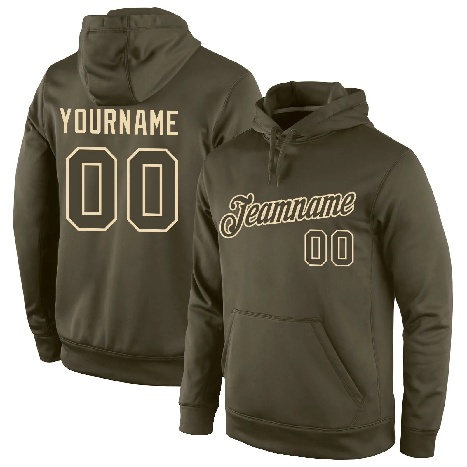 Custom Stitched Olive Olive-Cream Sports Pullover Sweatshirt Hoodie