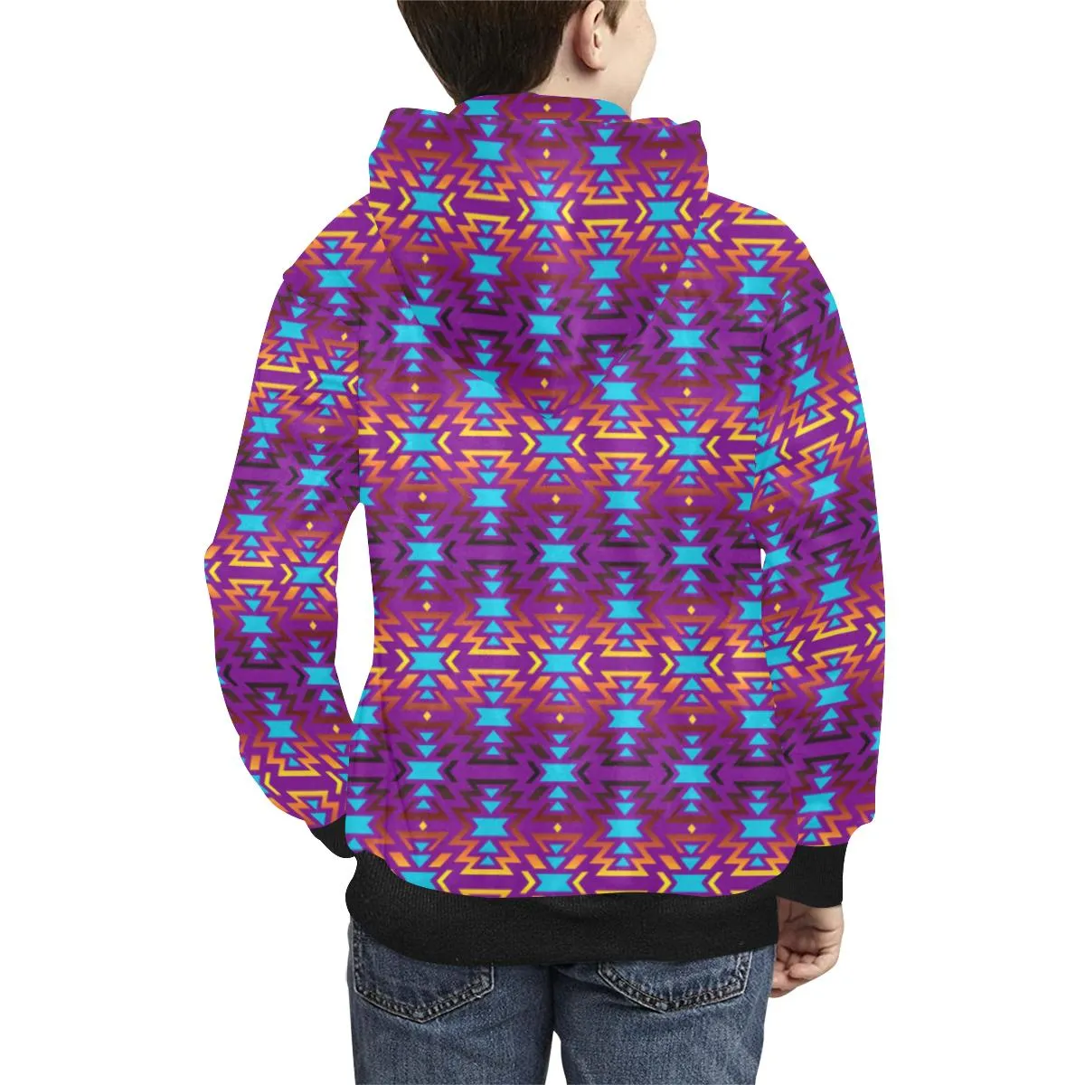 Fire Colors and Turquoise Purple Kids' Hoodie