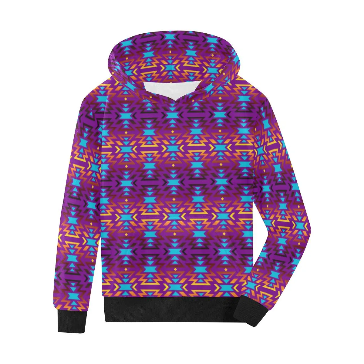 Fire Colors and Turquoise Purple Kids' Hoodie