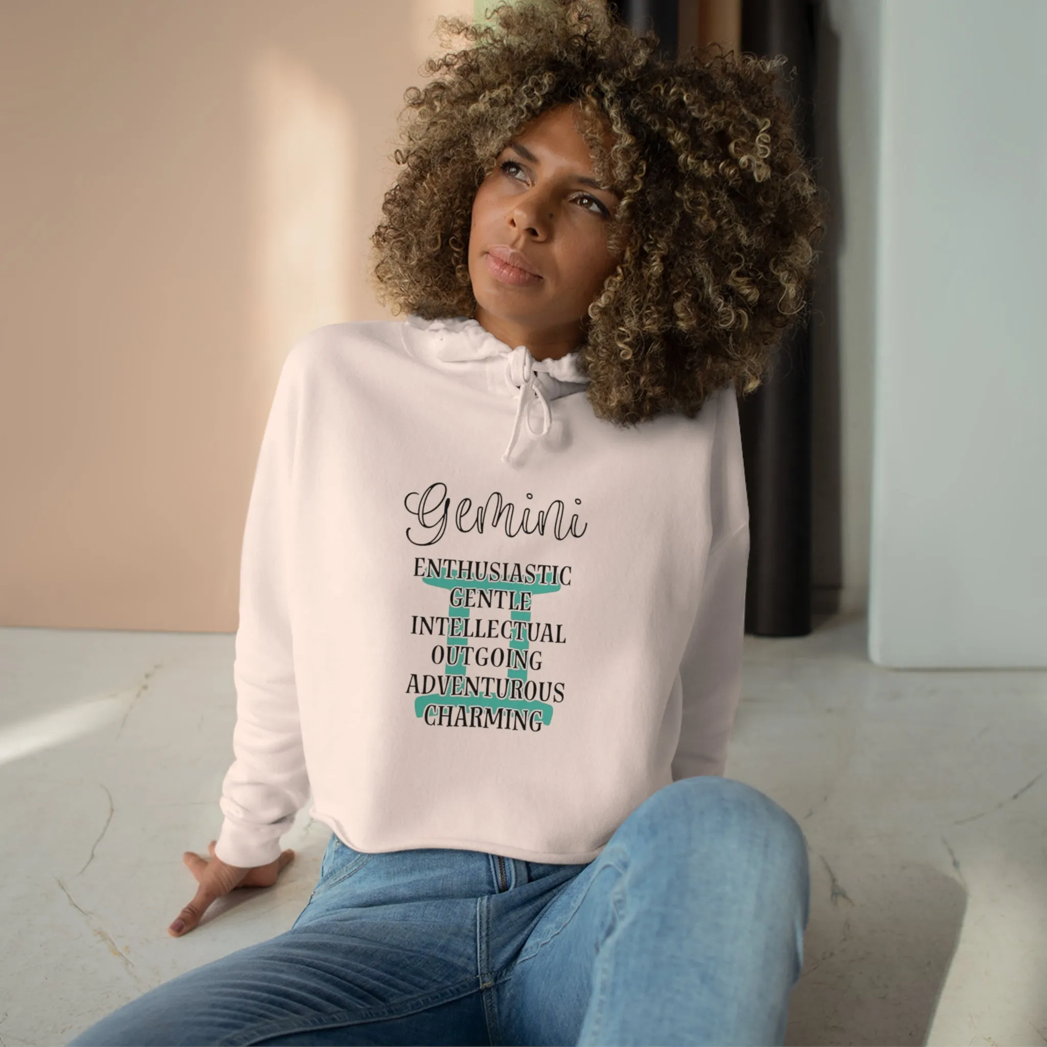 Gemini Zodiac Character Crop Hoodie