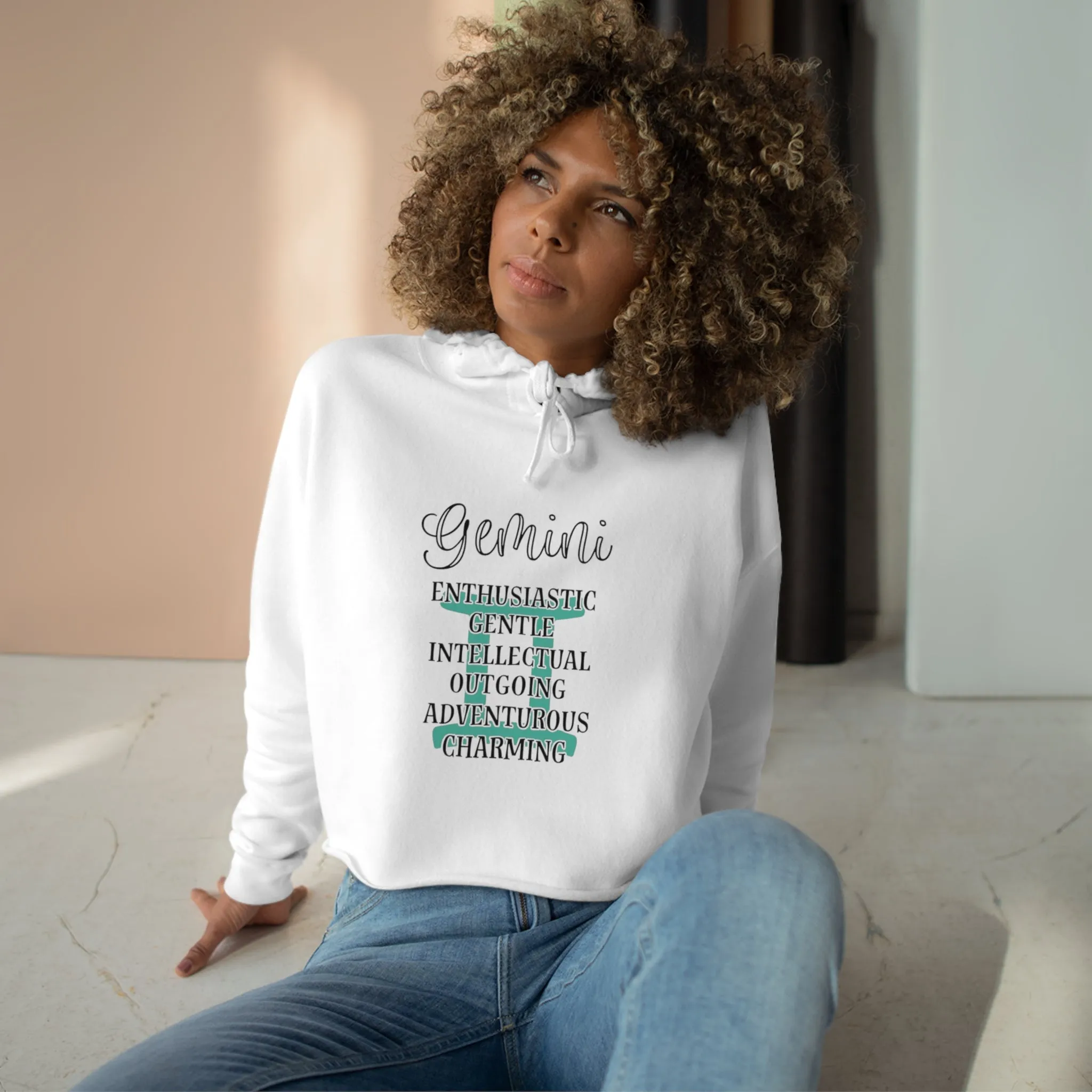 Gemini Zodiac Character Crop Hoodie