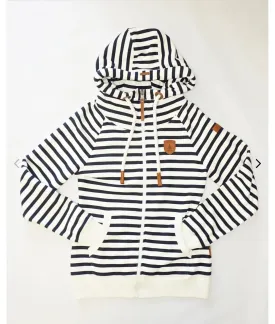 Hera Striped Front Zip Hoodie