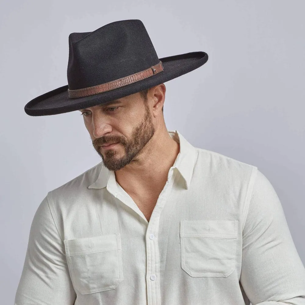 Hudson | Mens Pencil Rim Felt Fedora Hat