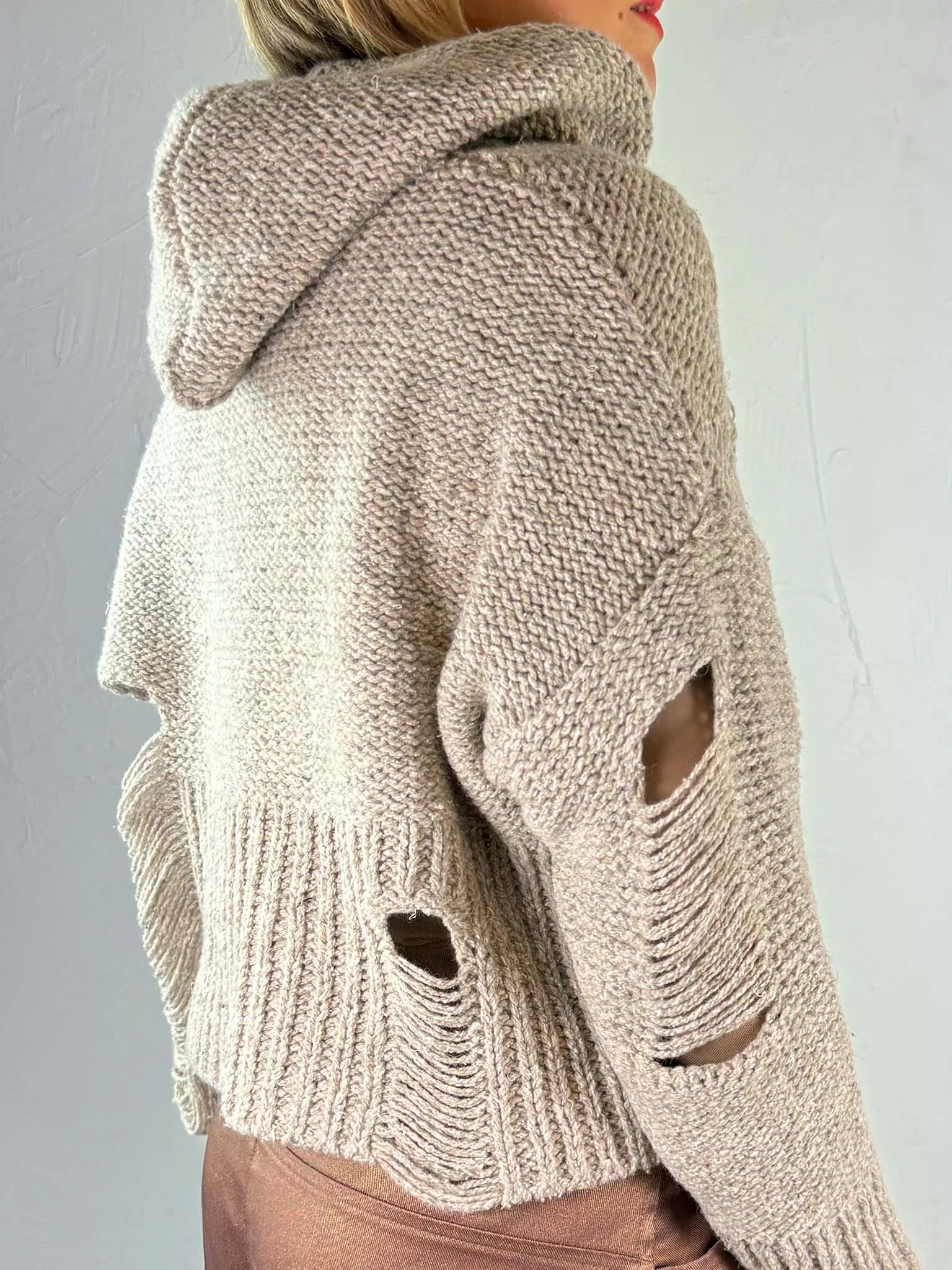 Lurdes Bergada Laddered Knitted Hoodie 841 - 3 Colours