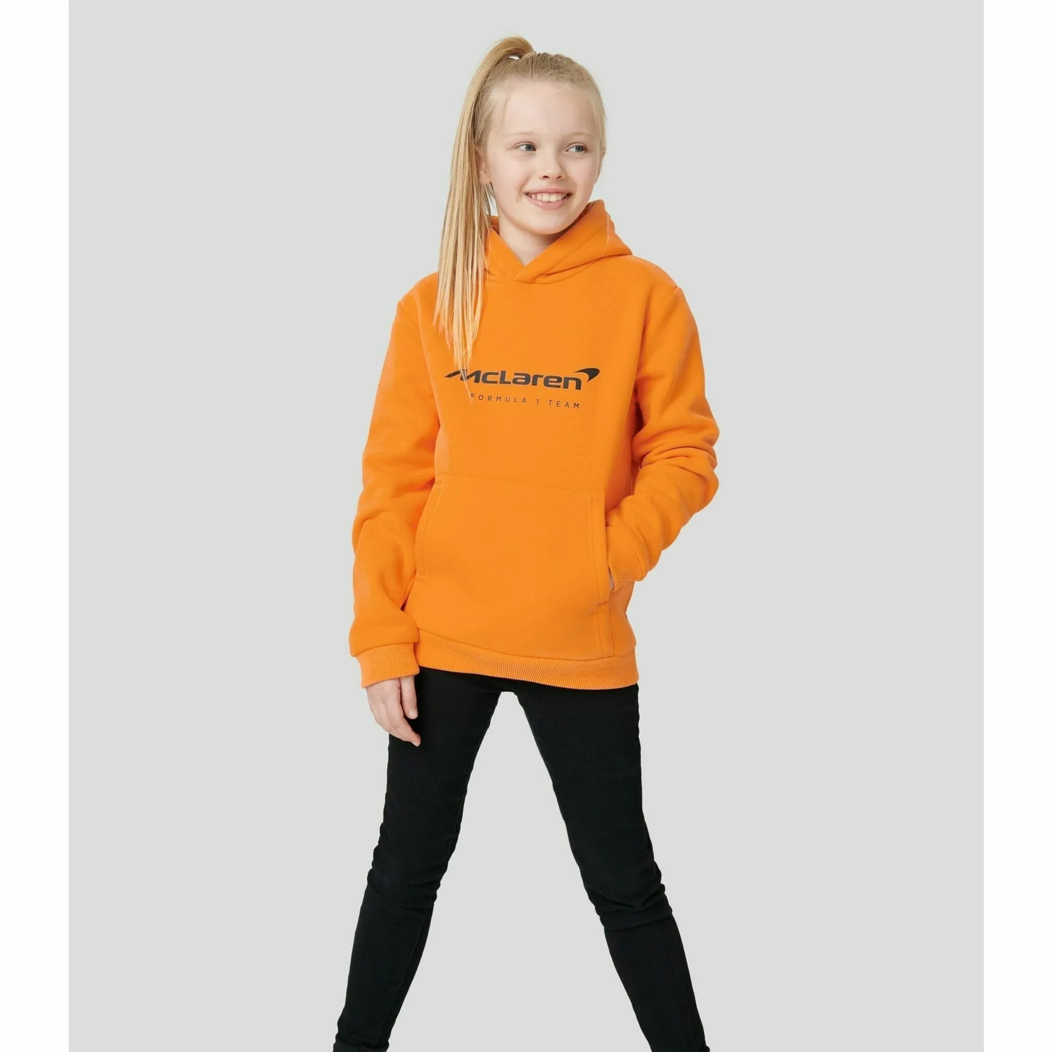 McLaren F1 Kids Core Essentials Hoodie- Youth Papaya/Phantom/Storm Gray/Cloud Blue