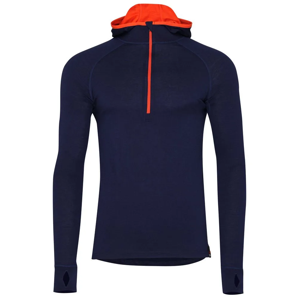 Mens Merino 200 Zip Neck Hoodie (Navy)