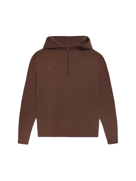 Merino Wool Half Zip Hoodie—chestnut brown