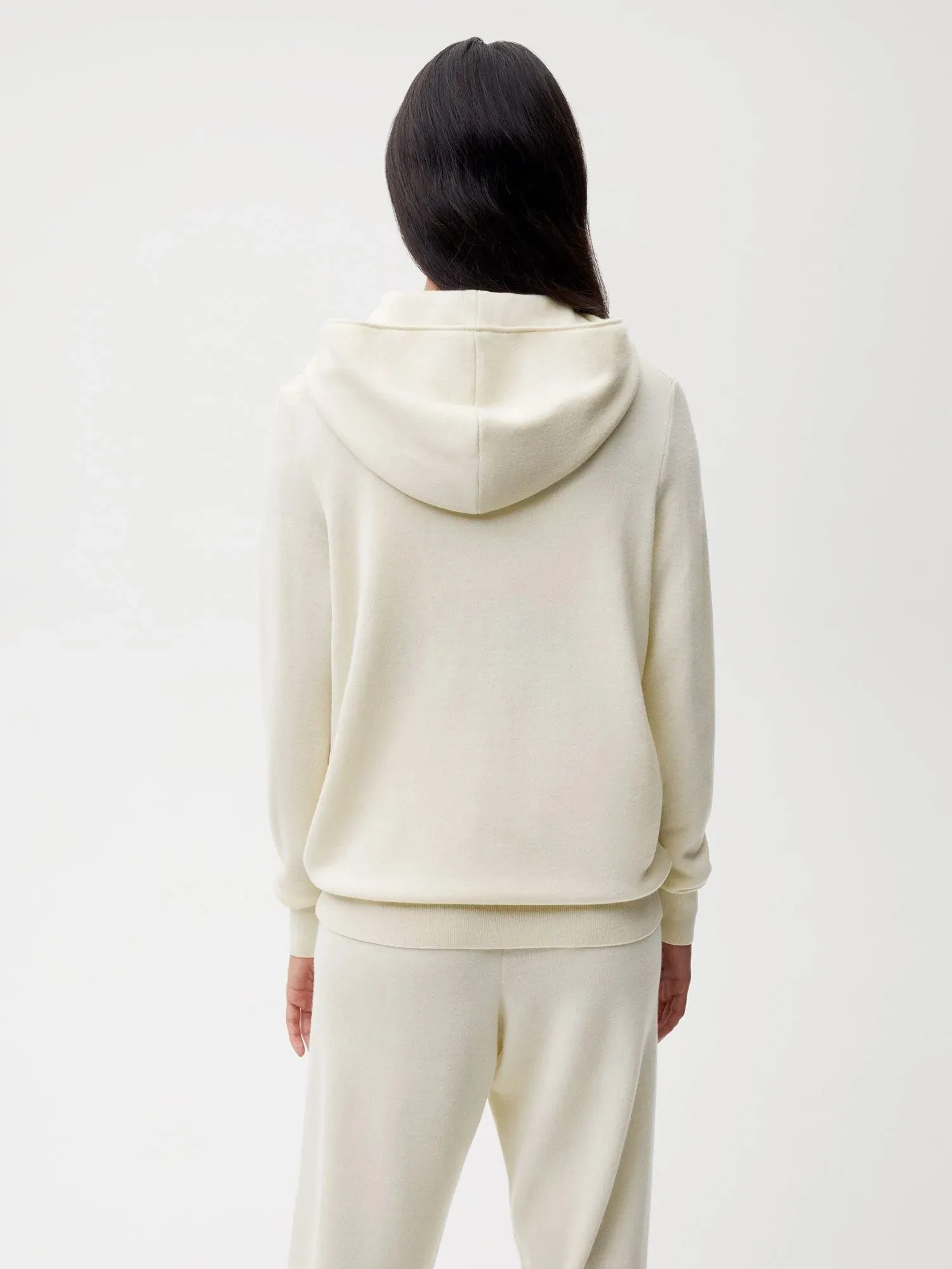 Merino Wool Half Zip Hoodie—elderflower