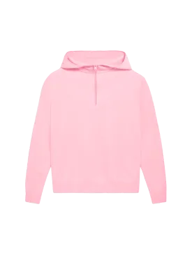 Merino Wool Half Zip Hoodie—sakura pink