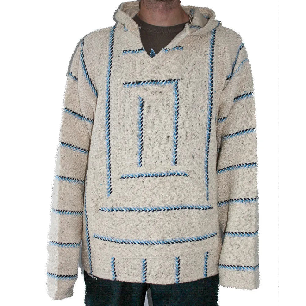 Mexican Baja Hoodie - Blue and White - XXL Only