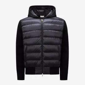 Moncler Tricot Trim Padded Wool Hoodie