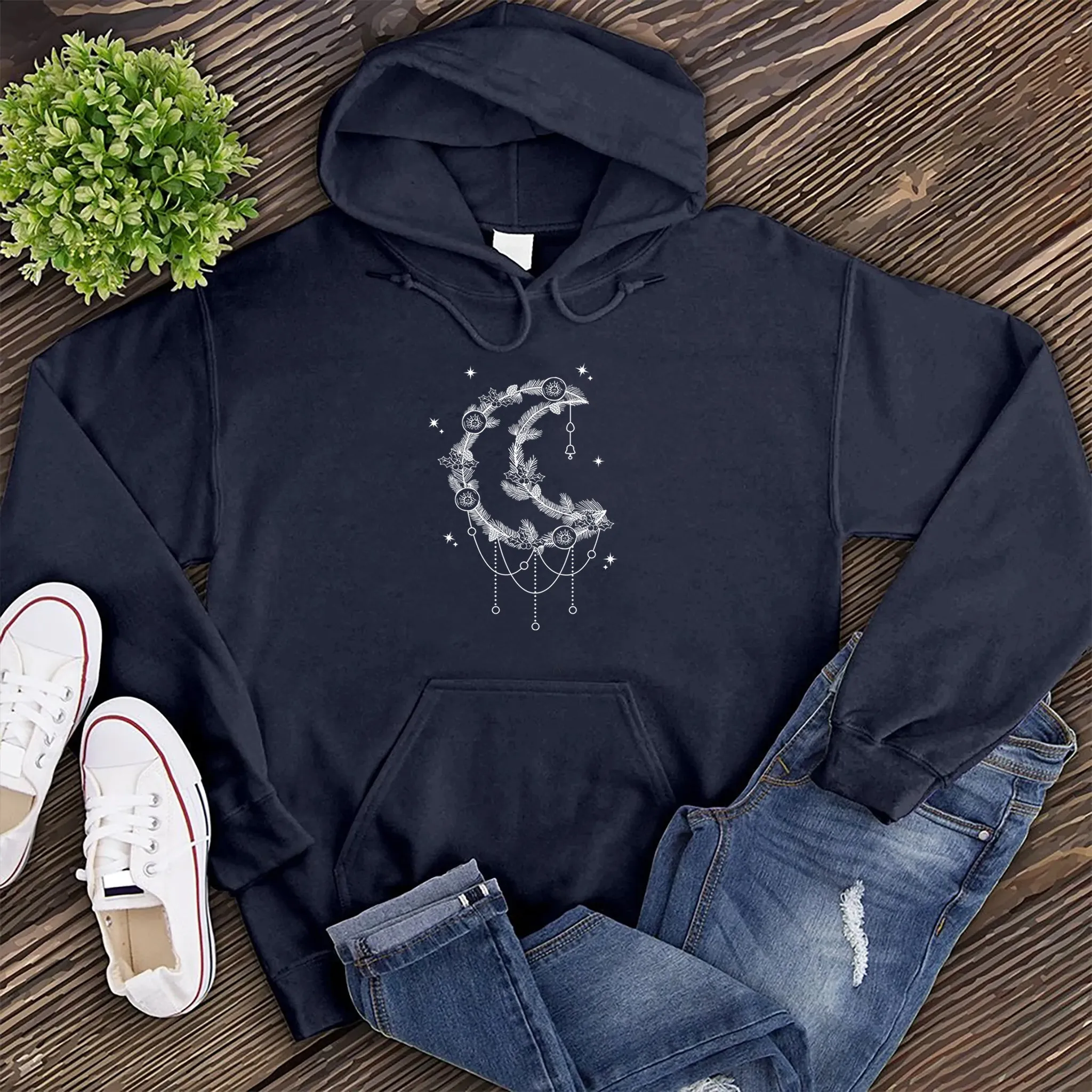 Moonlight Winter Wreath Hoodie