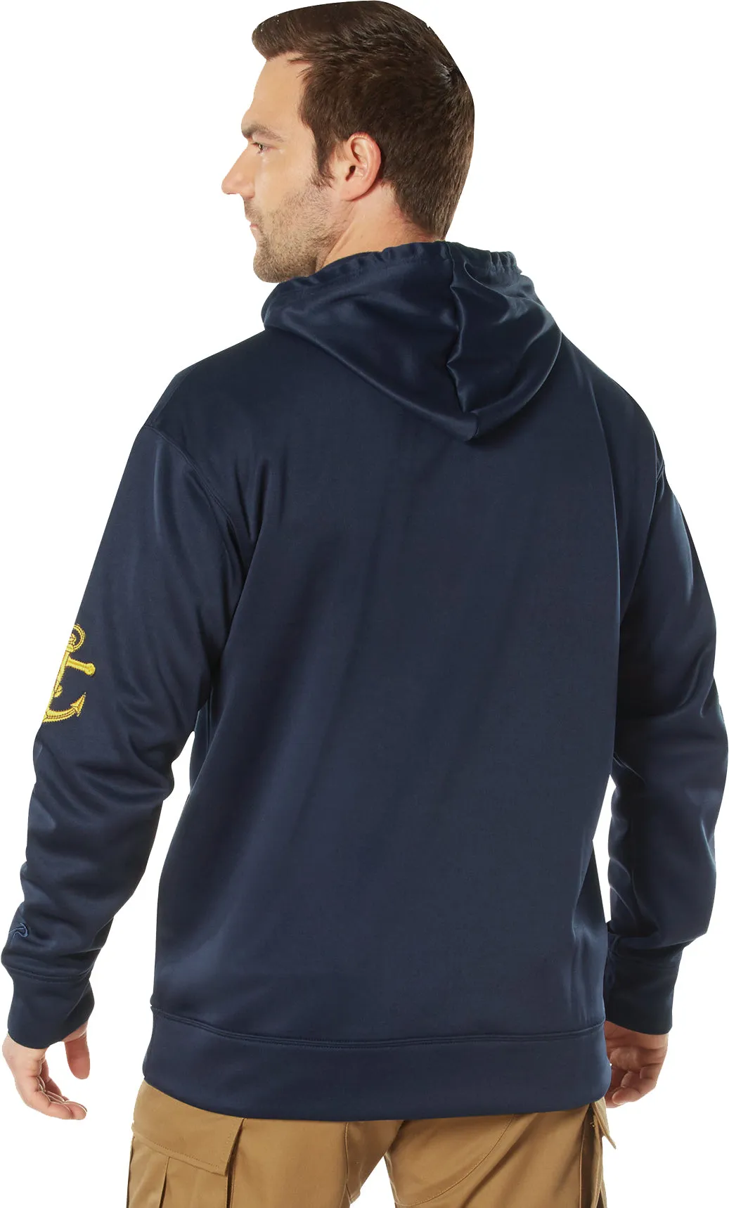 Navy Emblem Pullover Hooded Sweatshirt