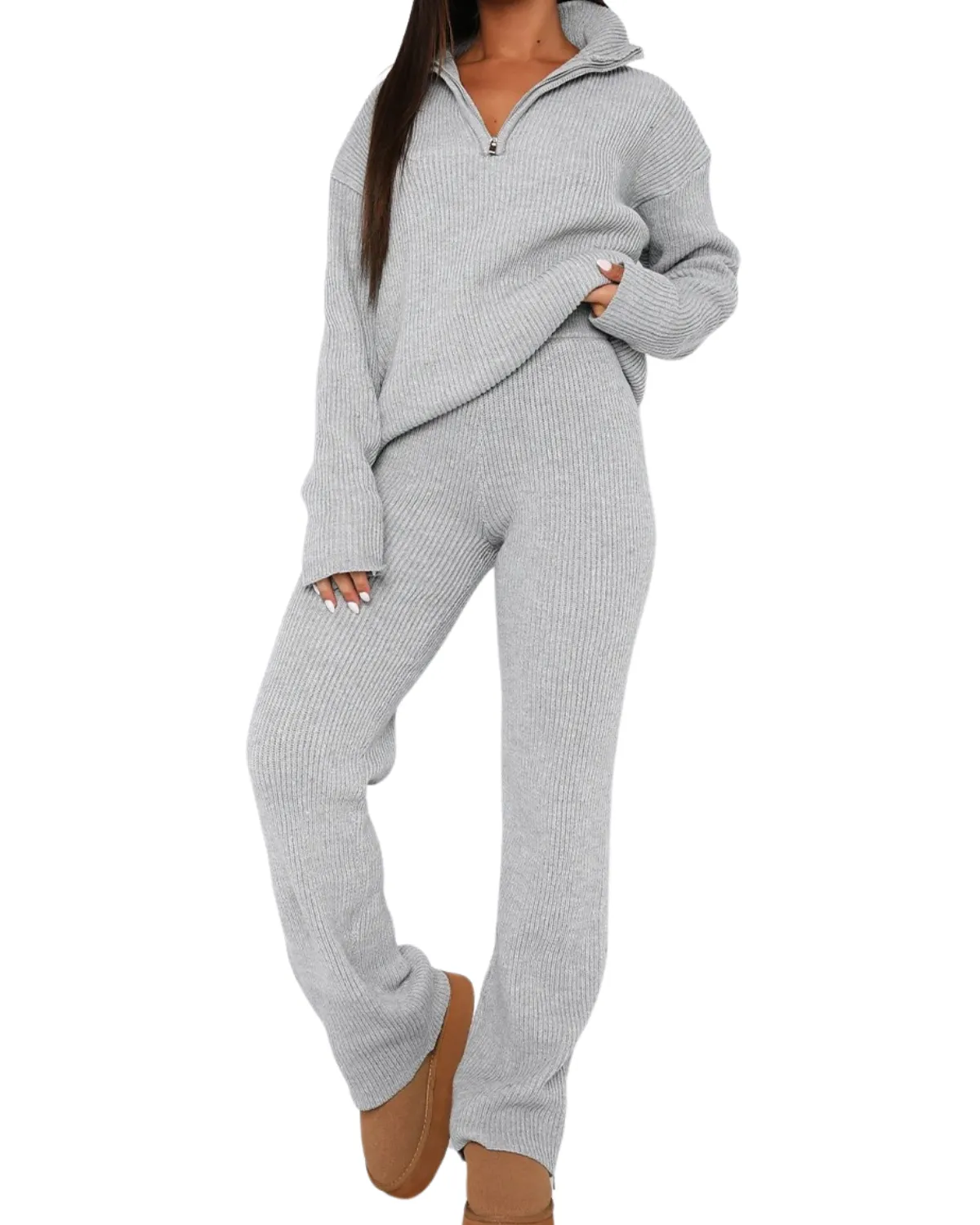 Ooh Fashion Cozy Ribbed Lounge Set (More Colors Available) - Hut115