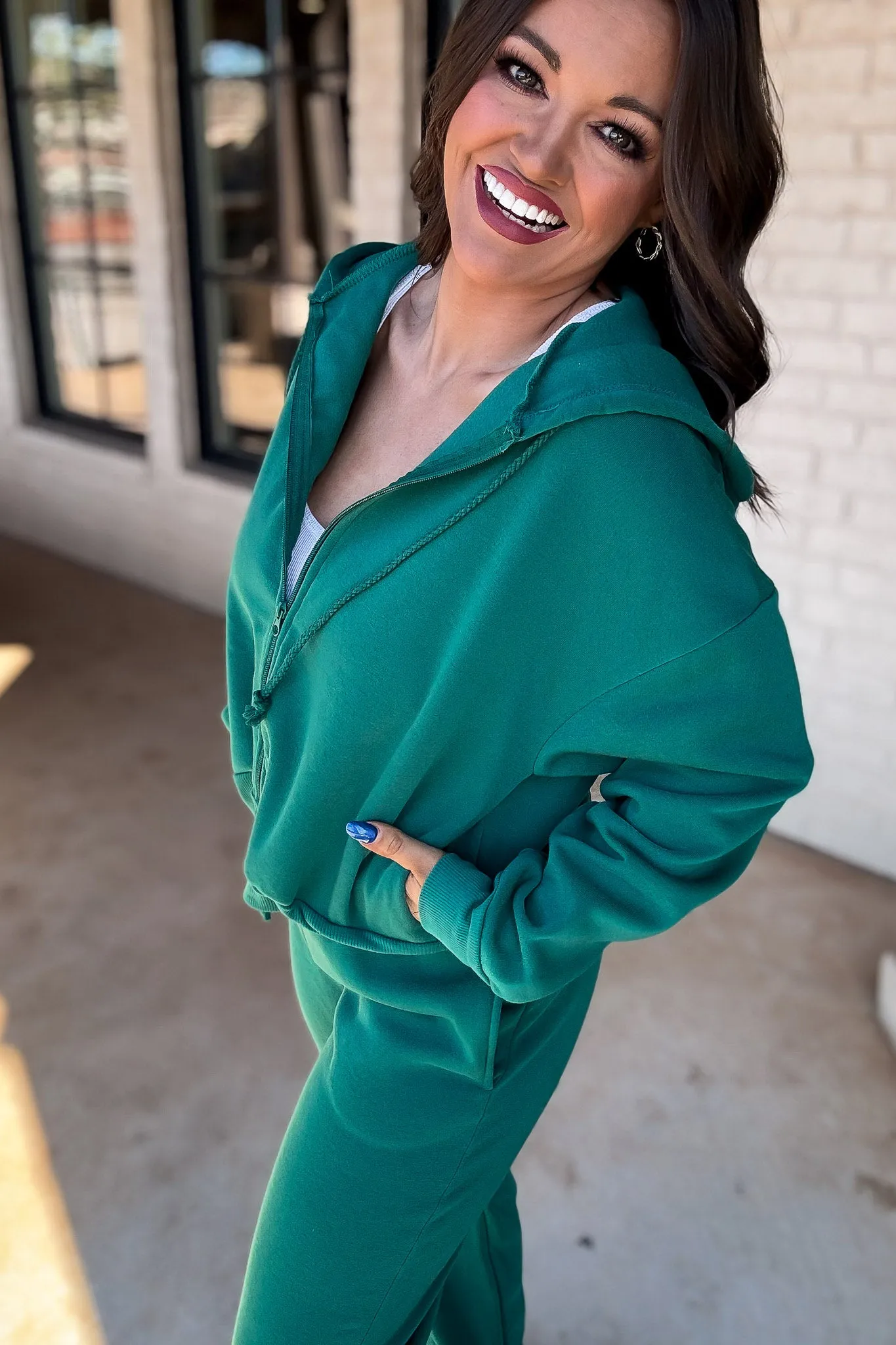 So Popular Peacock Basic Fleece Zip Up Hoodie