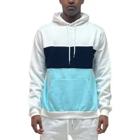 White/Aqua Color Block Hoodie