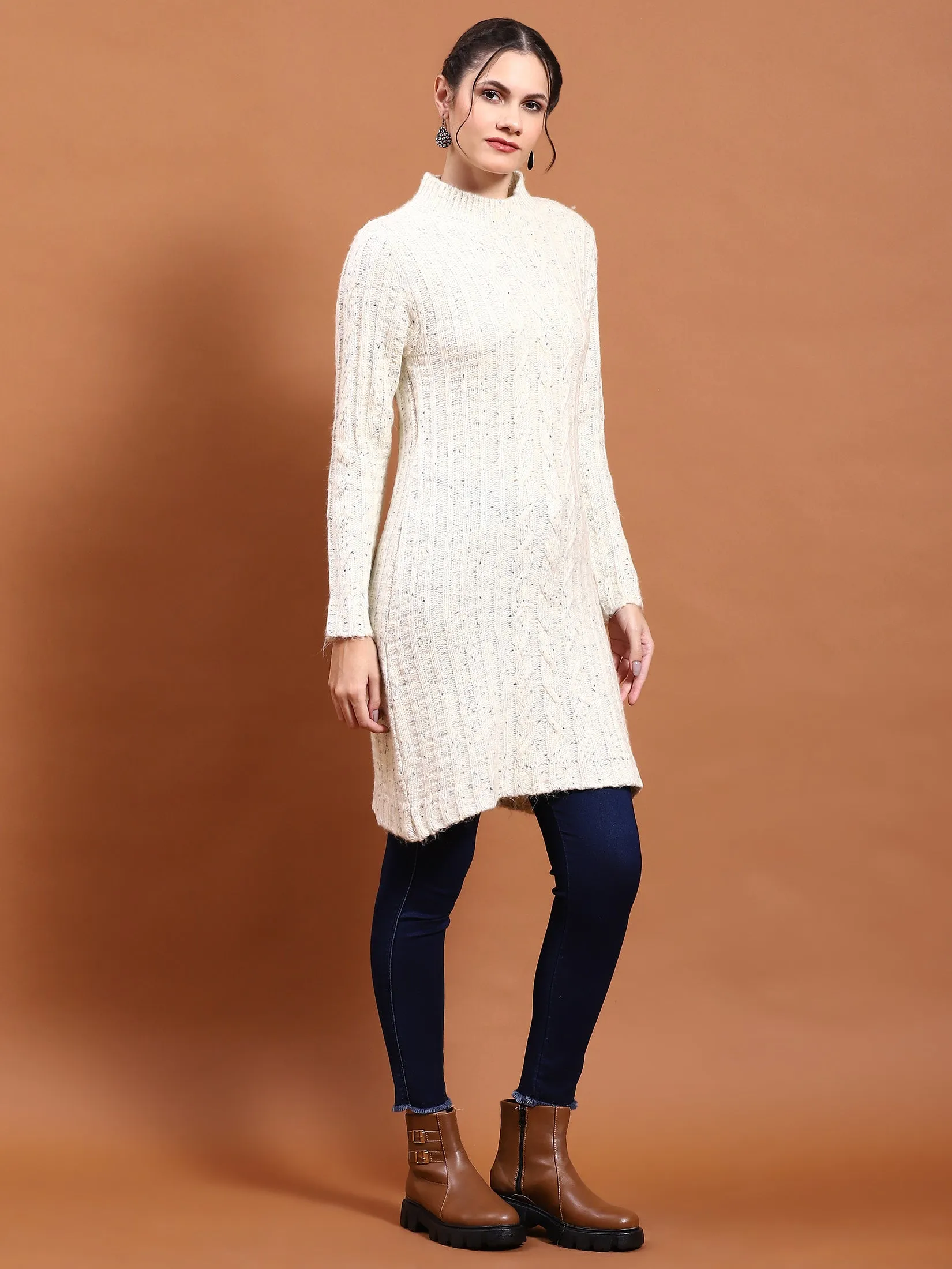 Winter Women White Solid Pullover