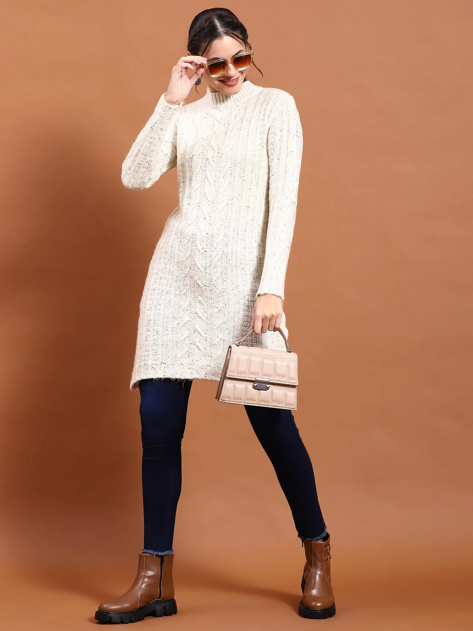 Winter Women White Solid Pullover