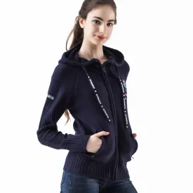 Women's Woolen Chunky Raglan Knitwear Zip-Up Hoodie