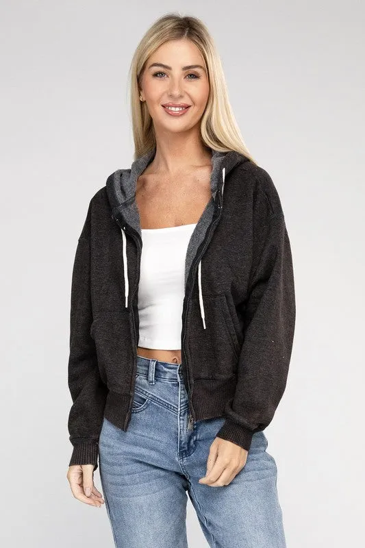 Zenana Ignite The Night Acid Wash Cropped Hoodie