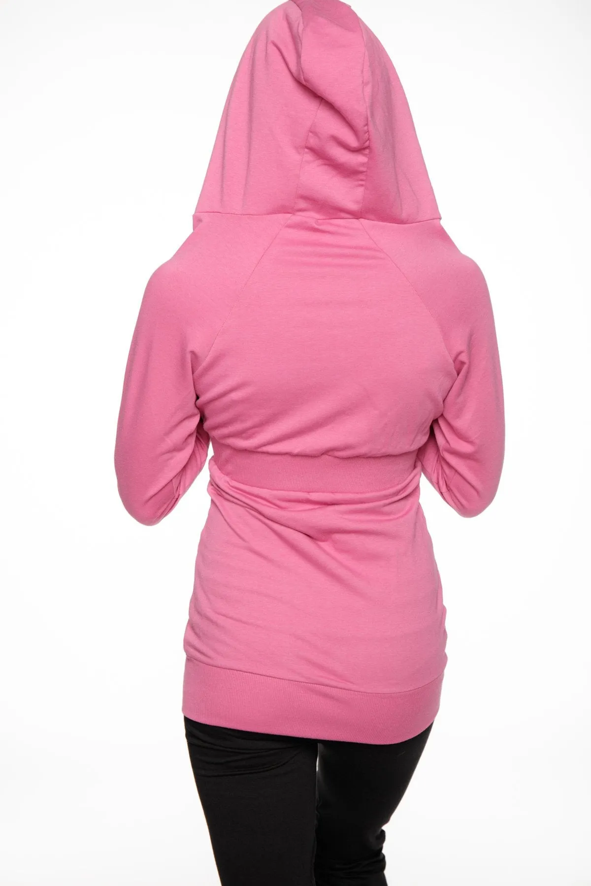 Zip-up Long Body Travel-ready Hoodie (Berry Pink)